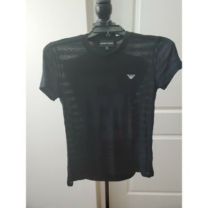 NWOT Emporio Armani Black Semi Sheer Tshirts Sz 4
